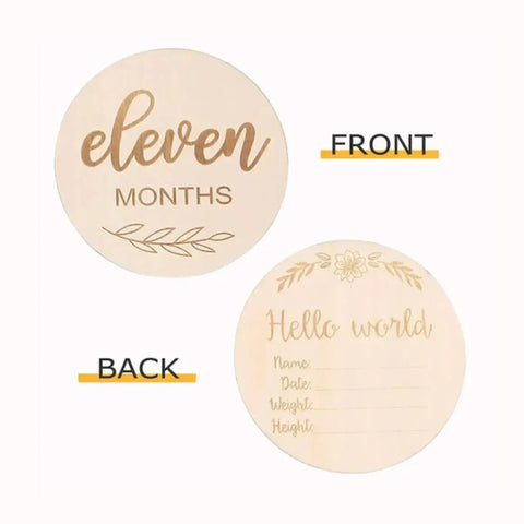 Wooden Engraved Words Monthly Milestone Card Set