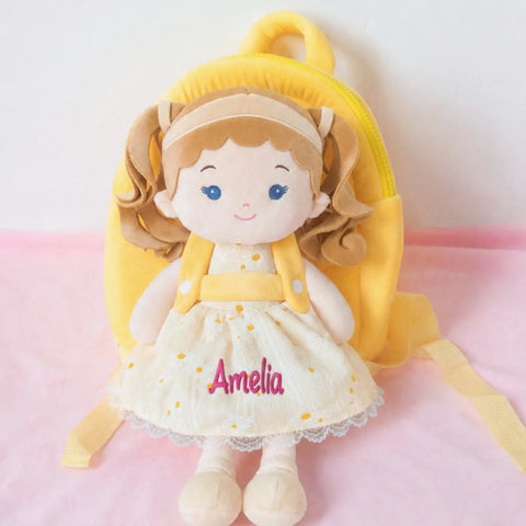 Personalized Daisy Girl Doll Backpack - Yellow