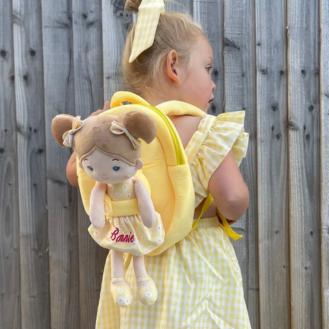 Personalized Flora Belle Girl Doll Backpack - Yellow