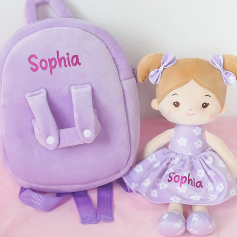 Personalized Flora Belle Doll Backpack - Purple