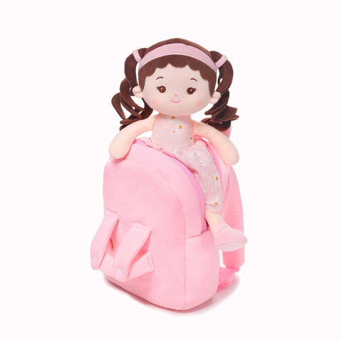 Personalized Daisy Girl Doll Backpack -Pink (2 Skin Tones)