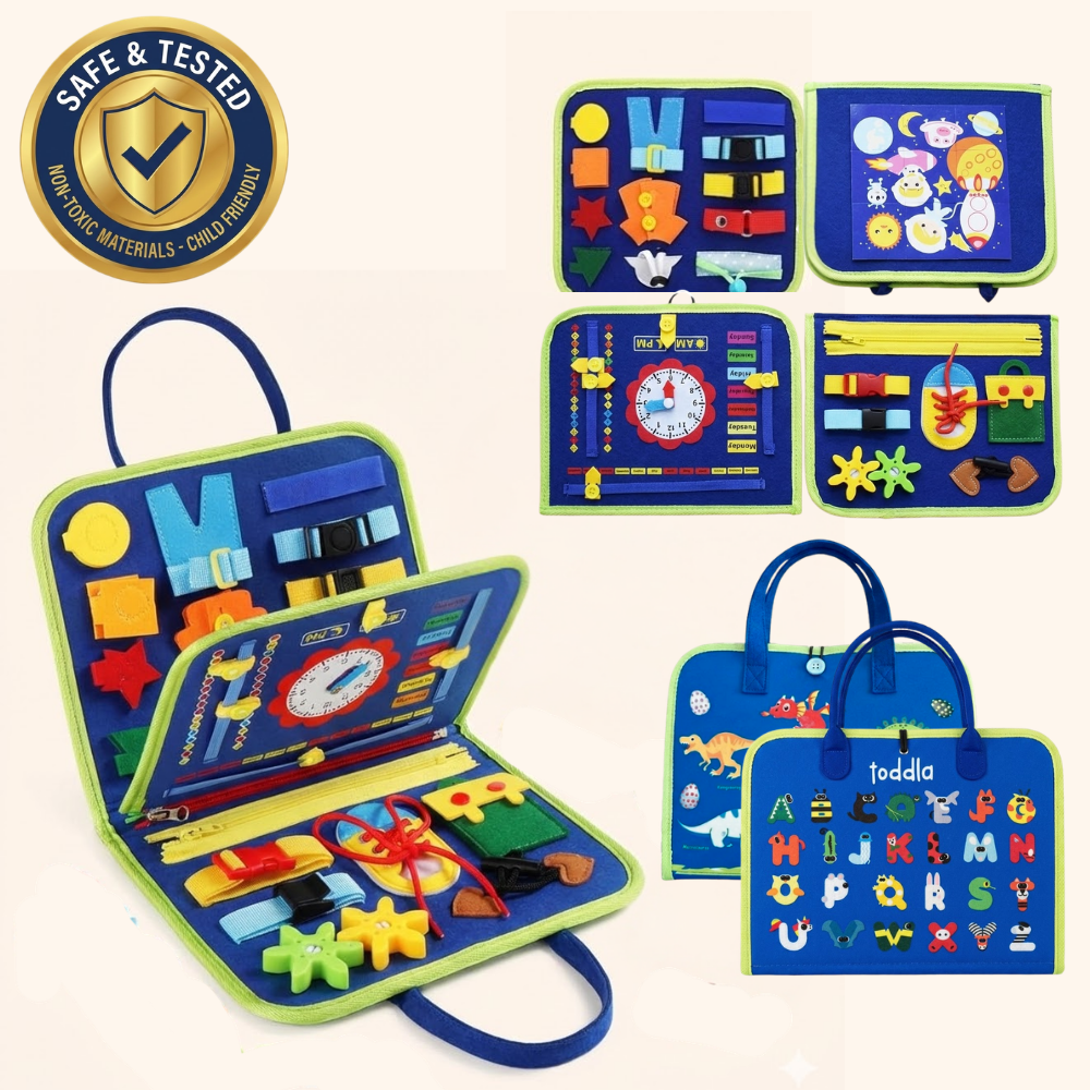 mysite Toddla™ Montessori Busy Board - Blue