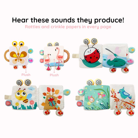 Fluttery Harmony - Soft Rattle Book For Babies