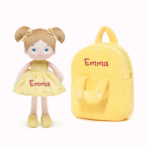 Personalized Flora Belle Girl Doll Backpack - Yellow